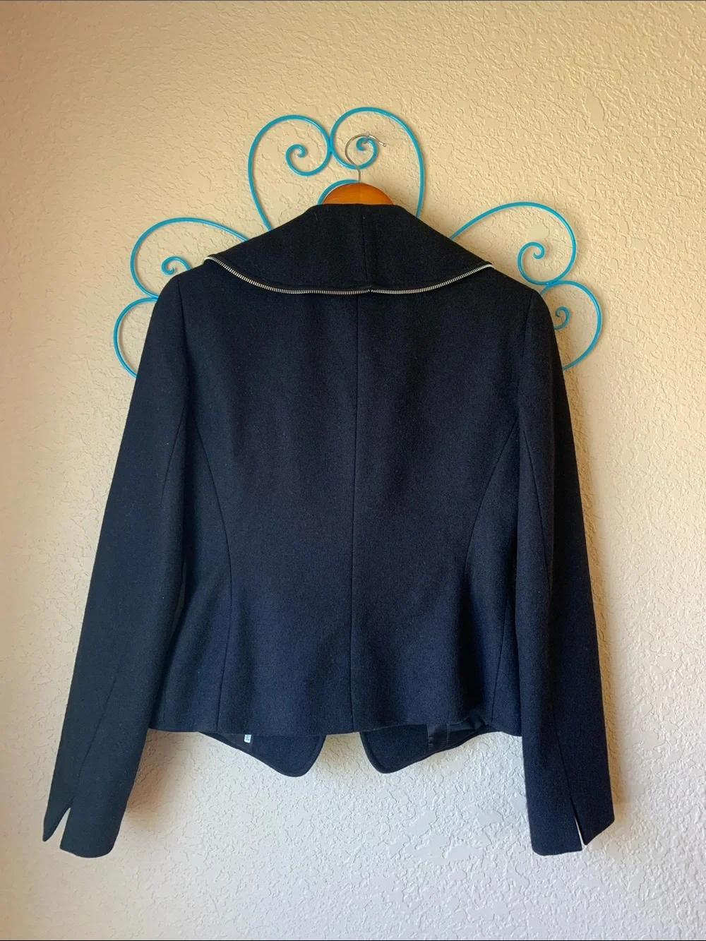 Lafayette 148 Wool Black Ruffle-Trim Zip Front Jacket AS IS - Picture 7 of 9